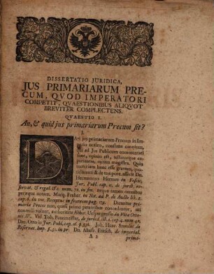 Commentatio iuris publici de precibus primariis imperatoris