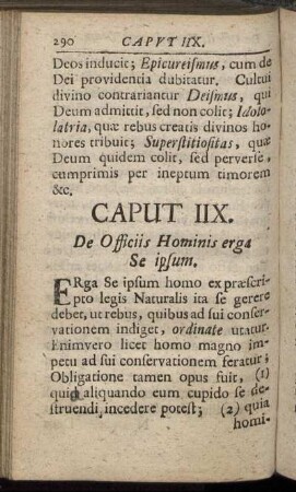 Caput IIX. De Officiis Hominis erga Se ipsum.