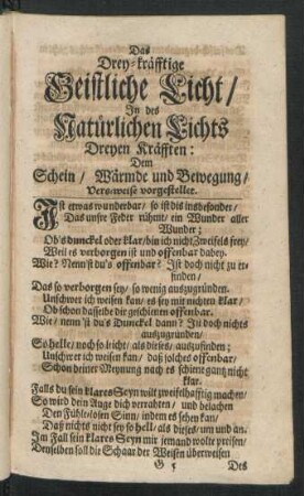 Das Drey-kräfftige geistliche Licht [...]