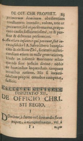 Disputatio XIII. De Officio Christi Regio.