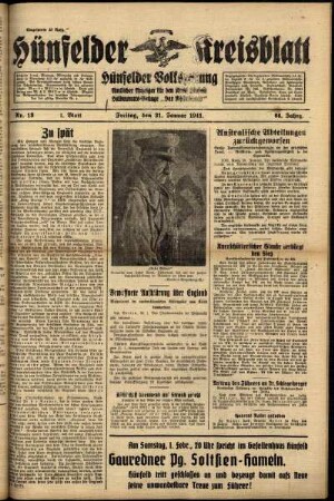 Erste Ausgabe vom Freitag, den 31. Januar 1941.