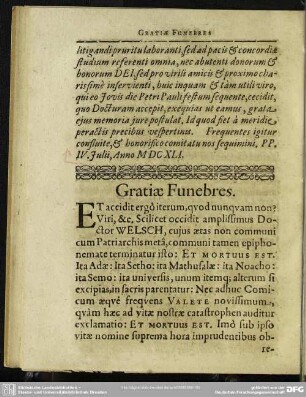 Gratiae Funebres Dn. D. Welschii