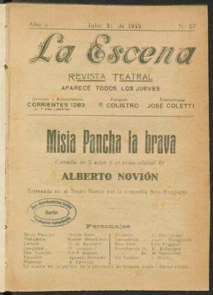 Misia Pancha la brava : comedia en 3 actos y en prosa original