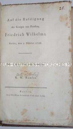 Huldigung Friedrich Wilhelms II. von Preußen