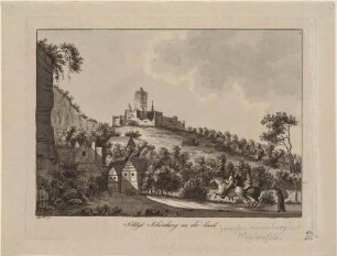 Das Dorf und die Burg und Burgruine Schönburg an der Saale im Süden von Sachsen-Anhalt, aus C. B. Schwarz Malerischer Reise durch Sachsen
