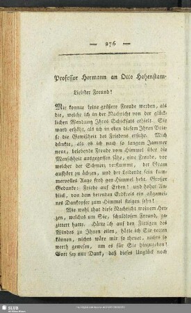 Professor Hermann an Otto Hohenstam