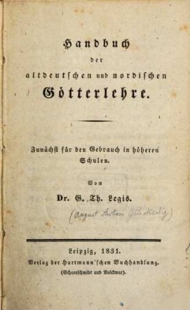 Handbuch der altdeutschen und nordischen Götterlehre