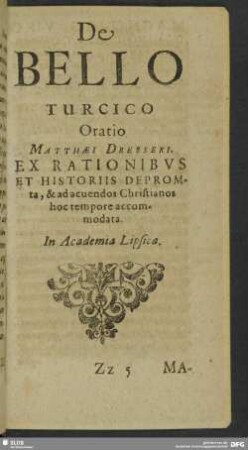 De Bello Turicio Oratio