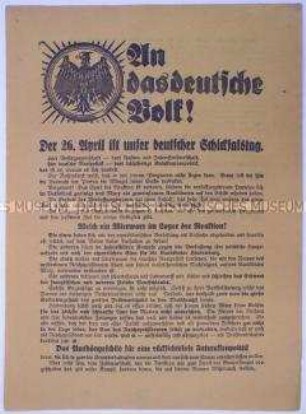 Aufruf der Weimarer Koalition zur Wahl von Wilhelm Marx zum Reichspräsidenten 1925