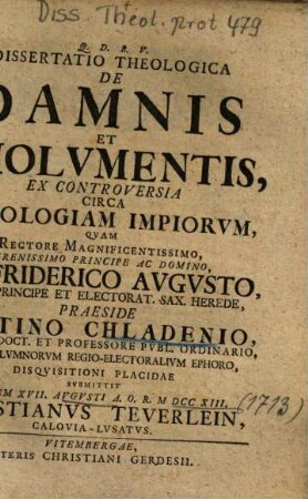 Dissertatio theologica de damnis et emolumentis ex controversia circa theologiam impiorum