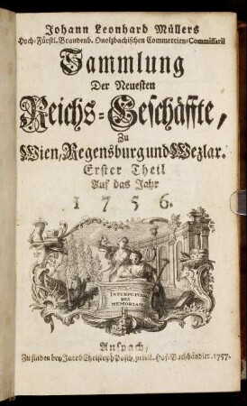1: Sammlung der neuesten Reichsgeschäffte zu Wien, Regensburg und Wezlar