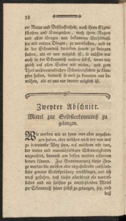 Zweyter Abschnitt. Mittel zur Selbsterkenntniß zu gelangen.