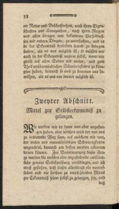 Zweyter Abschnitt. Mittel zur Selbsterkenntniß zu gelangen.
