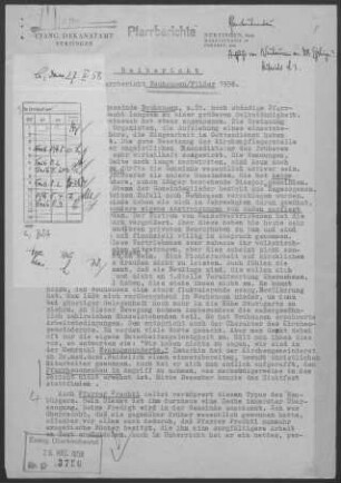 Neuhausen/Fildern: Visitationsbericht mit Pfarrbericht 1956