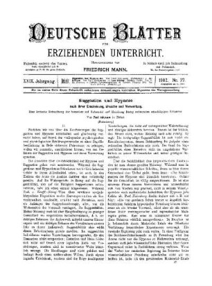 Suggestion und Hypnose : nach ihrer Erscheinung, Ursache und Verwertung ; (Fortsetzung)