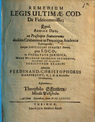 Remedium legis ultimae Cod. de fideicommissis, [1]