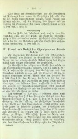 IV. Erwerb und Verlust des Eigenthums an Grundstücken