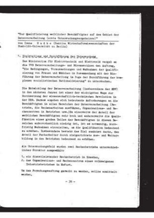 Zur Qualifizierung weiblicher Beschäftigter auf dem Gebiet der Datenverarbeitung : erste Untersuchungsergebnisse