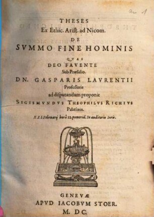 Theses Ex Ethic. Arist. ad Nicom. De Summo Fine Hominis