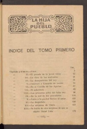 Índice del tomo primero