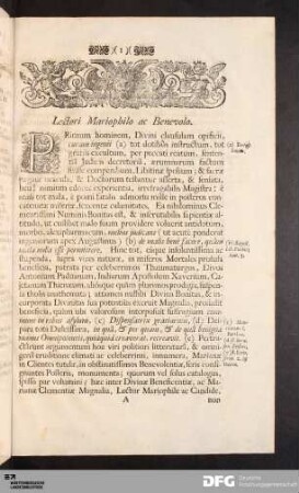 Lectori Mariophilo ac Benevolo