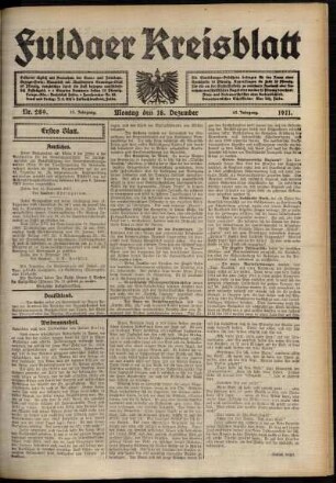 Erste Ausgabe vom Montag, den 18. Dezember 1911.