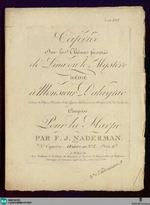 Caprice sur les thêmes favoris de Lina ou le mystère : 3e caprice; oeuvre 20 No. 3