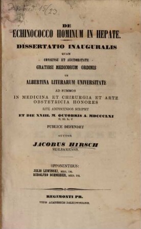 De echinococco hominum in hepate : Diss. inaug.