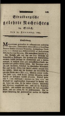 14. Stück, den 15. Hornung, 1783.