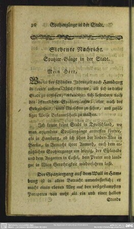 Siebente Nachricht. Spatzier-Gänge in der Stadt