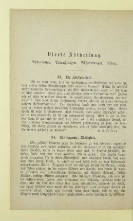 Vierte Abtheilung. Aphorismen. Betrachtungen. Abhandlungen. Reden