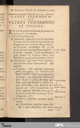 Caput Secundum. De Veteri Testamento Et Foedere.