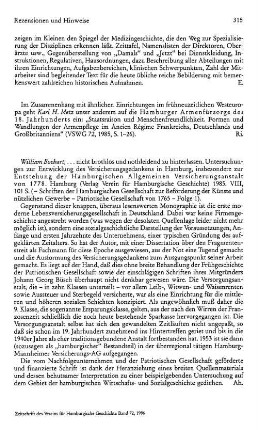 Boehart, William :: ...nicht brothlos und nothleidend zu hinterlassen, Untersuchungen zur Entwicklung des Versicherungsgedankens in Hamburg, insbesondere zur Entstehung der Hamburgischen Allgemeinen Versicherungsanstalt von 1778, (Schriften der Hamburgischen Gesellschaft zur Beförderung der Künste und nützlichen Gewerbe, Patriotische Gesellschaft von 1765, 1) : Hamburg, Verlag Verein für Hamburgische Geschichte, 1985