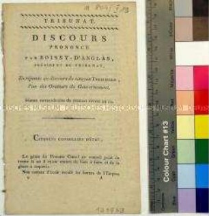 Discours Prononcé par Boissy-d'Angles, président du Tribunat, en réponse au discours du citoyen Treilhard