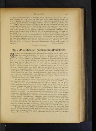 Das Mannheimer Jubiläums-Musikfest