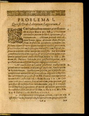 Problema I. Quis sit Ordo Librorum Logicorum?