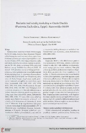 Badania nad sztuką naskalną w Oazie Dachla (Pustynia Zachodnia, Egipt). Stanowisko 06/09