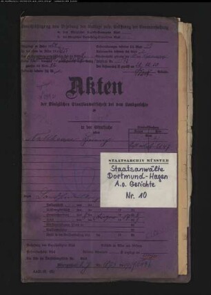 Angeklagter: Nattkemper, Heinrich; Angeklagter: Nattkemper, Carl: Landfriedensbruch (Plünderungen usw. in Hamm am 3.- 4.7.1919)