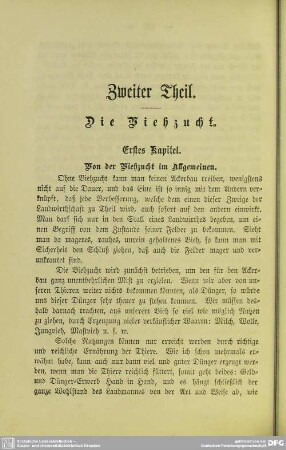 Zweiter Theil. Die Viehzucht