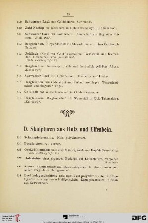 D. Skulpturen aus Holz und Elfenbein (Nr. 519-531)