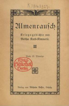 Almenrausch : Kriegsgedichte
