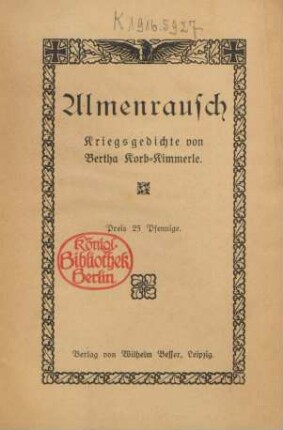 Almenrausch : Kriegsgedichte