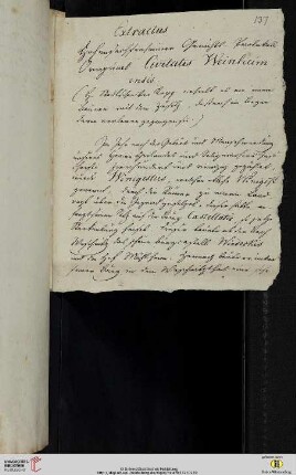 Extractus Hohensachsenheimer Gerichts-Protokoll Original Civitates Weinheimensis