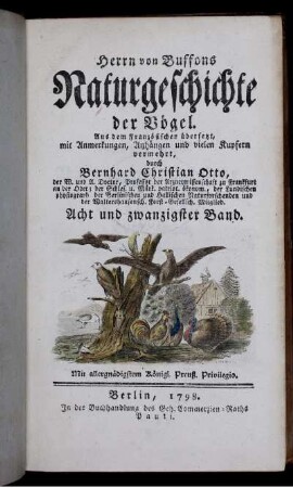 Bd. 28: Herrn von Buffons Naturgeschichte der Vögel. Acht und zwanzigster Band