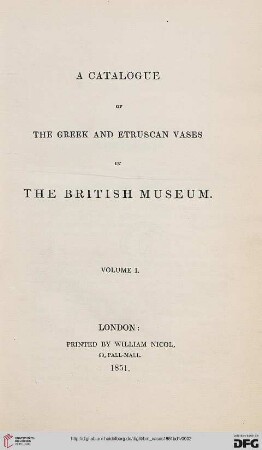 Band 1: A catalogue of the Greek and Etruscan Vases in the British Museum