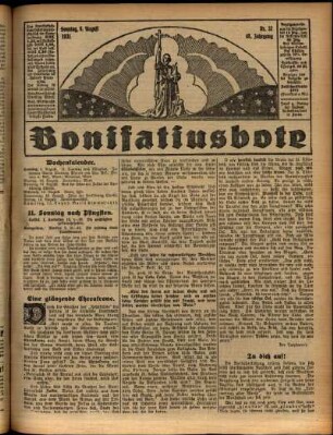 Erste Ausgabe vom Sonntag, den 09. August 1931.
