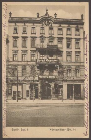 Ansichtskarte "Hotel Geuter", Königgrätzer Straße 44 [3/3]