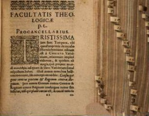 Invitatio solenne ad actum panegyricum Licentiaturae theologicae quae in Academia Lipsiensi tribus candidatis ... sol. conferetur, ad d. VI. Iul. publ. institutum ab eiusd. Facultatis Theol. Procancellario