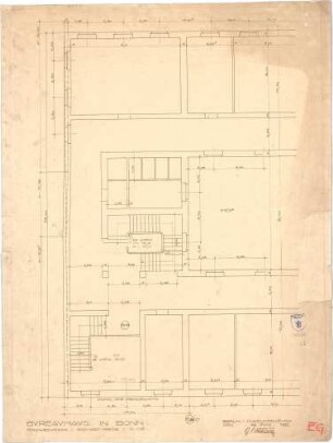 Bestelmeyer, German; Bonn (Nordrhein-Westfalen), Mühlheimerplatz; Verwaltungsgebäude - Mappe 2: Teilgrundriss EG