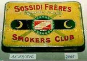 Blechdose für 25 Stück "SOSSIDI FRERES CIGARETTES TURQUES SMOKERS CLUB"